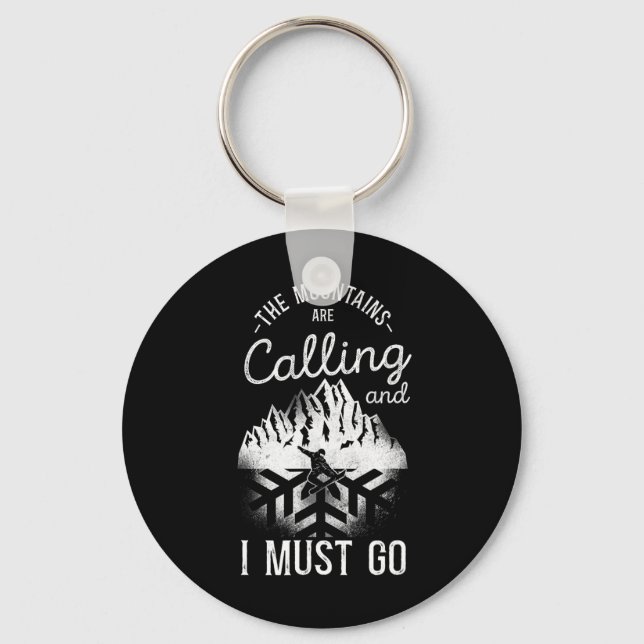 Snowboarding Snowboard Ski Skiing Mountain Snowfla Keychain (Front)