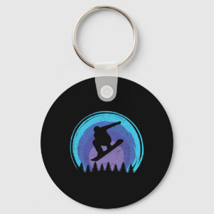 Snowboarding Snowboard Snowboarder Silhouette Grun Keychain