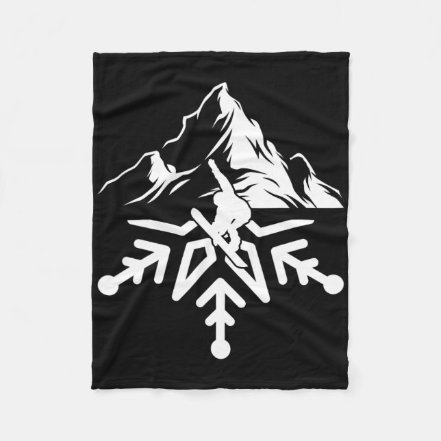 Snowboarding Snowboard Snowflake Vintage Retro  Fleece Blanket (Front)