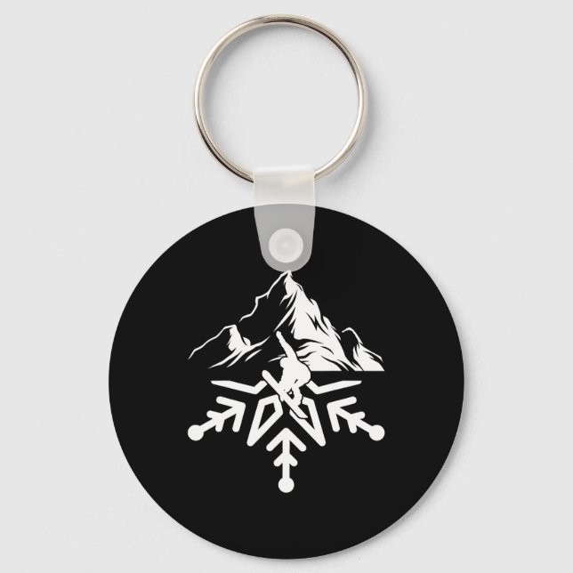 Snowboarding Snowboard Snowflake Vintage Retro  Keychain (Front)