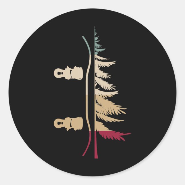 Snowboarding Snowboard Tree Snowboarder Retro  Classic Round Sticker (Front)