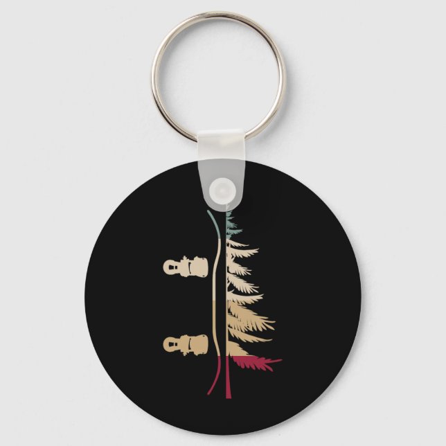 Snowboarding Snowboard Tree Snowboarder Retro  Keychain (Front)