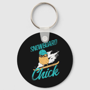 Snowboarding Snowboard Vintage Chicken Chick  Keychain