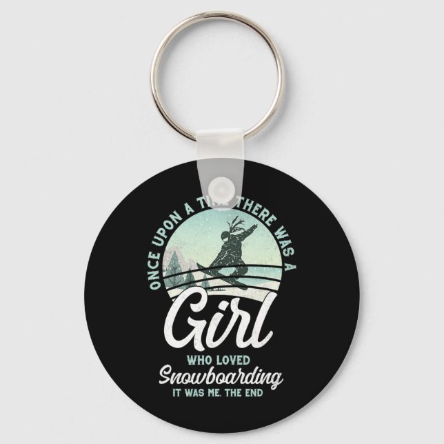 Snowboarding Snowboard Vintage Girl 1  Keychain (Front)