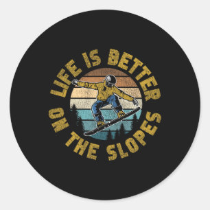 Snowboarding Snowboard Vintage Goggles Retro Life Classic Round Sticker