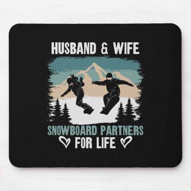 Snowboarding Snowboard Vintage Husnd Wife Marriage Mouse Pad (Front)