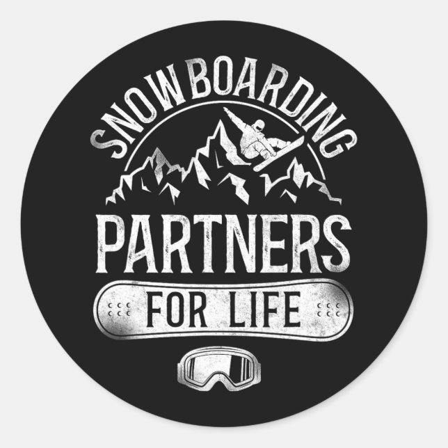 Snowboarding Snowboard Vintage Marriage 1  Classic Round Sticker (Front)