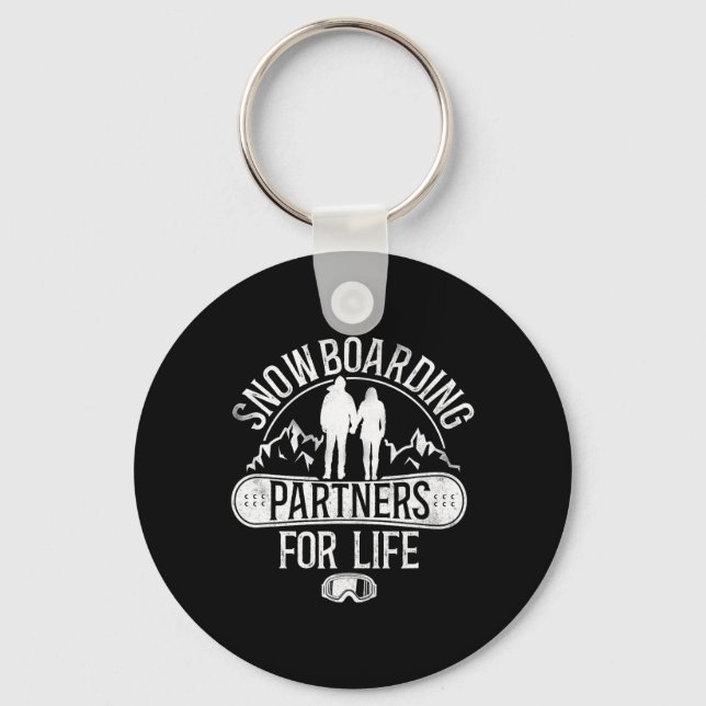 Snowboarding Snowboard Vintage Marriage  Keychain (Front)