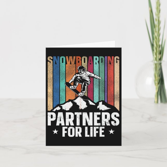 Snowboarding Snowboard Vintage Marriage Retro Wife Card (Front)