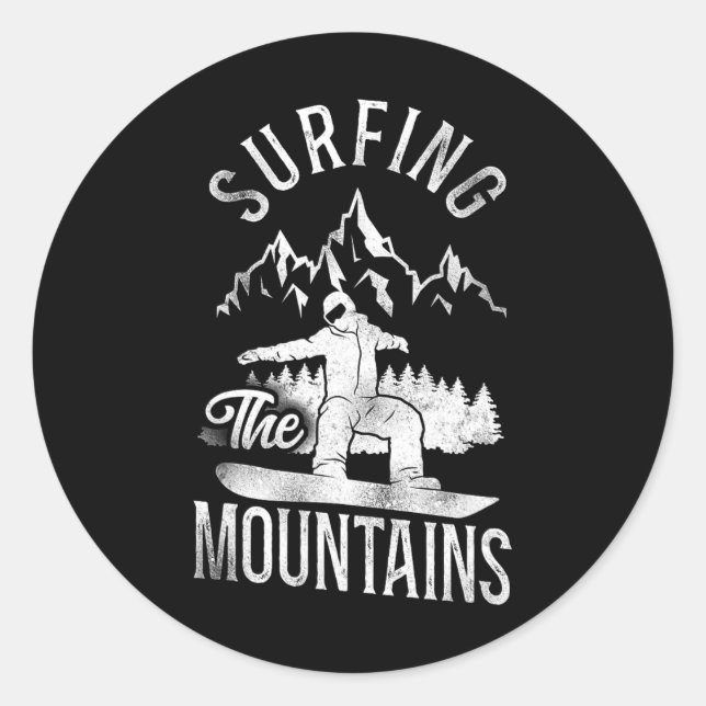 Snowboarding Snowboard Vintage Mountain 1  Classic Round Sticker (Front)