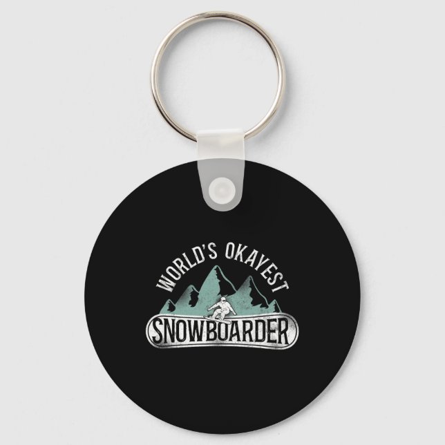 Snowboarding Snowboard Vintage Mountain 2  Keychain (Front)
