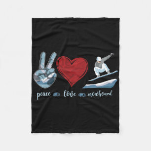 Snowboarding Snowboard Vintage Peace Love Fleece Blanket