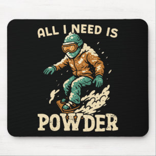 Snowboarding Snowboard Vintage Retro All I Need Is Mouse Pad