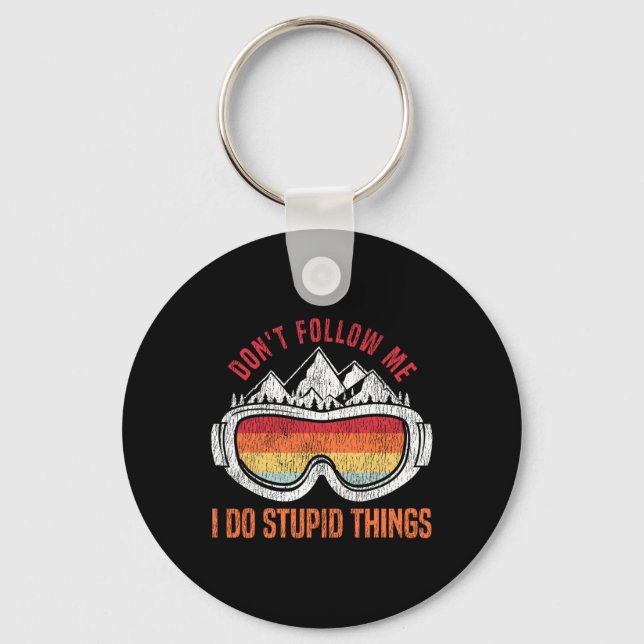 Snowboarding Snowboard Vintage Retro Don't Follow  Keychain (Front)