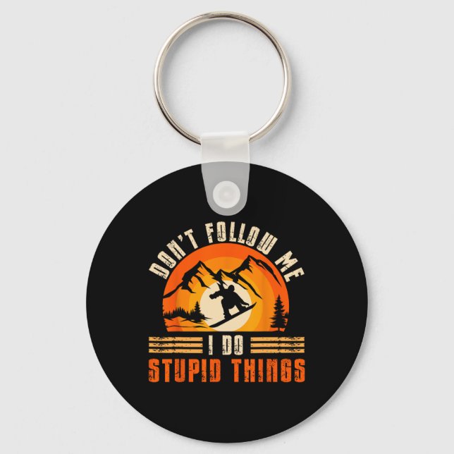 Snowboarding Snowboard Vintage Retro Don't Follow  Keychain (Front)