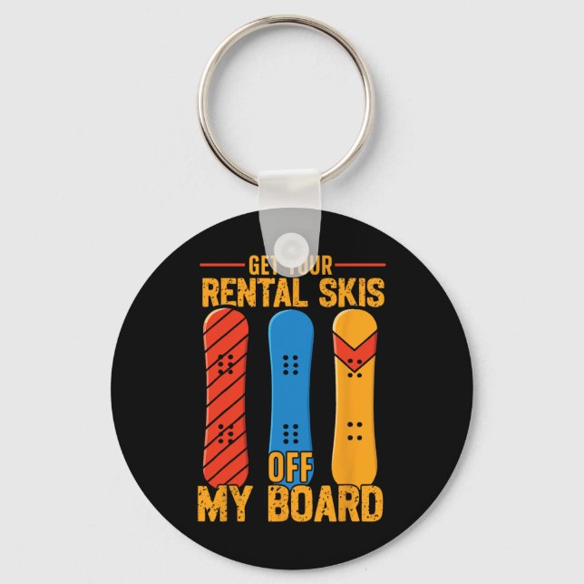 Snowboarding Snowboard Vintage Retro Get Your Rent Keychain (Front)