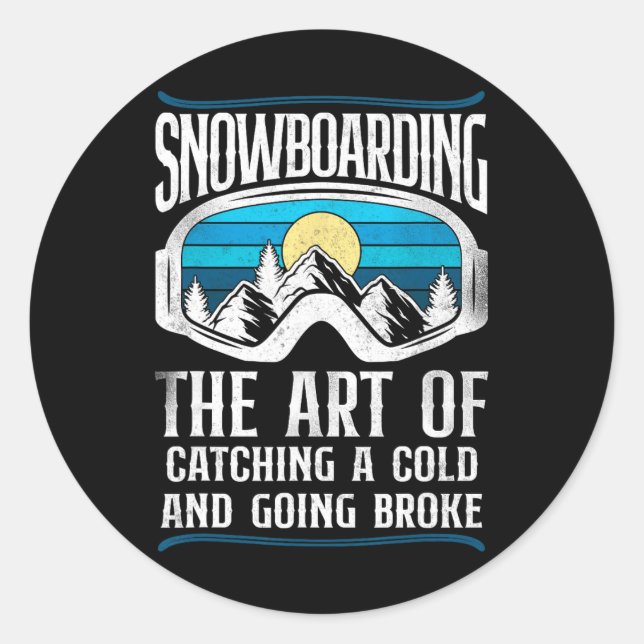Snowboarding Snowboard Vintage Retro Goggles  Classic Round Sticker (Front)