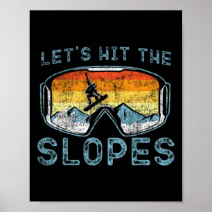 Snowboarding Snowboard Vintage Retro Goggles Let's Poster