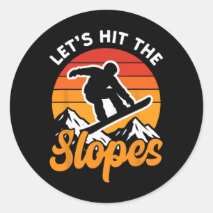 Snowboarding Snowboard Vintage Retro Let's Hit The Classic Round Sticker