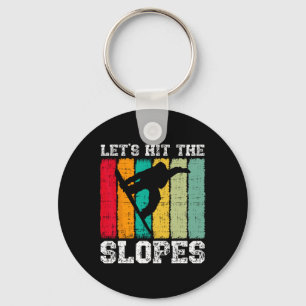 Snowboarding Snowboard Vintage Retro Let's Hit The Keychain