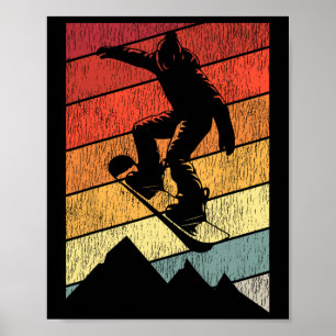 Snowboarding Snowboard Vintage Retro Mountain 1 Poster