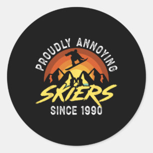 Snowboarding Snowboard Vintage Retro Proudly Annoy Classic Round Sticker