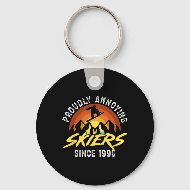 Snowboarding Snowboard Vintage Retro Proudly Annoy Keychain (Front)
