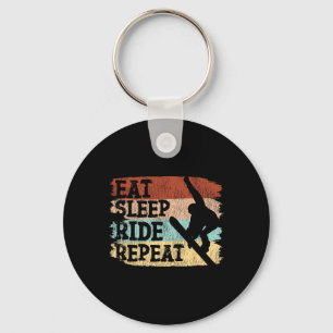 Snowboarding Snowboard Vintage Retro Ride Eat Slee Keychain