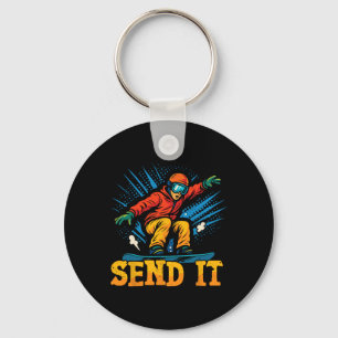 Snowboarding Snowboard Vintage Retro Send It 2  Keychain