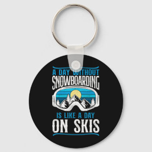 Snowboarding Snowboard Vintage Retro Ski Skiing Go Keychain