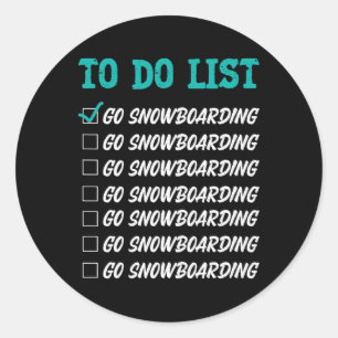 Snowboarding Snowboard Vintage Retro To Do List Go Classic Round Sticker