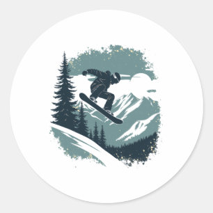 Snowboarding Snowboarder 2  Classic Round Sticker