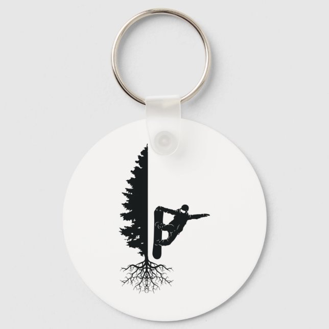 Snowboarding Snowborder Off Piste Tree 1  Keychain (Front)