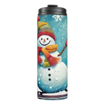 Snowboarding Snowman - Thermal Tumbler