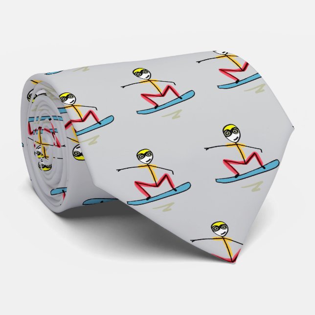 Snowboarding Stickman Tie (Rolled)