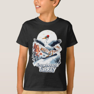 Snowboarding Stork In Turkish Winter Scene T-Shirt