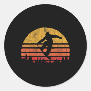 Snowboarding Sunset - Retro Vintage Snowboarder  Classic Round Sticker