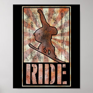 Snowboarding T Shirt Vintage Snowboarder Ride Tee Poster