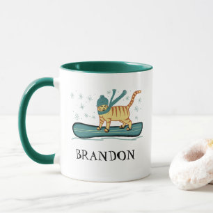 Snowboarding Tabby Cat CUSTOMIZE IT Mug
