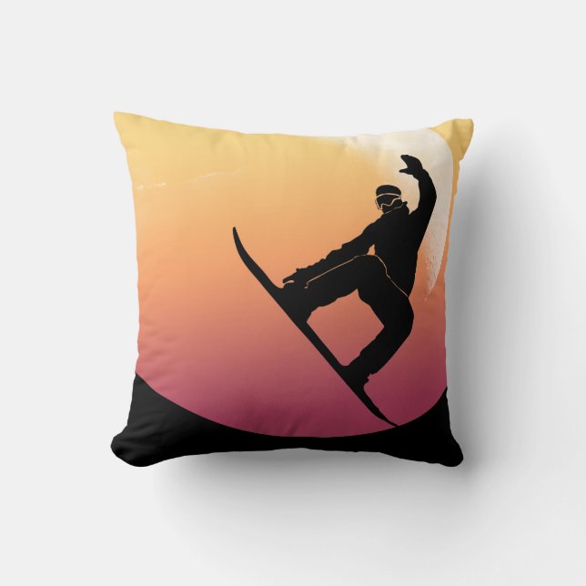 Snowboarding Throw Pillow (Front)