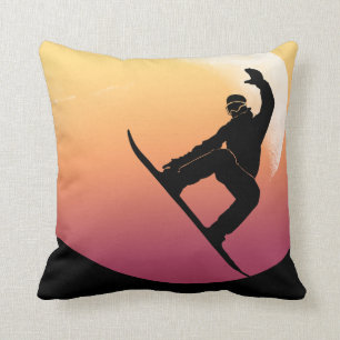 Snowboarding Throw Pillow