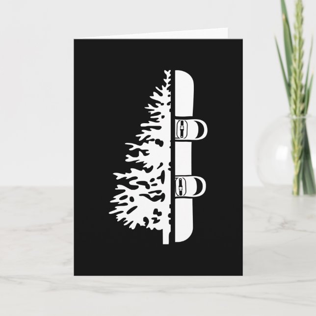 Snowboarding Tree Snowboarder Winter Card (Front)