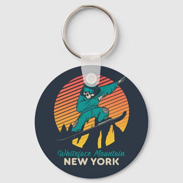 Snowboarding Trip Whiteface Mountain New York Keychain (Front)