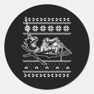 Snowboarding Ugly Christmas Pajama Cool Snowboard Classic Round Sticker