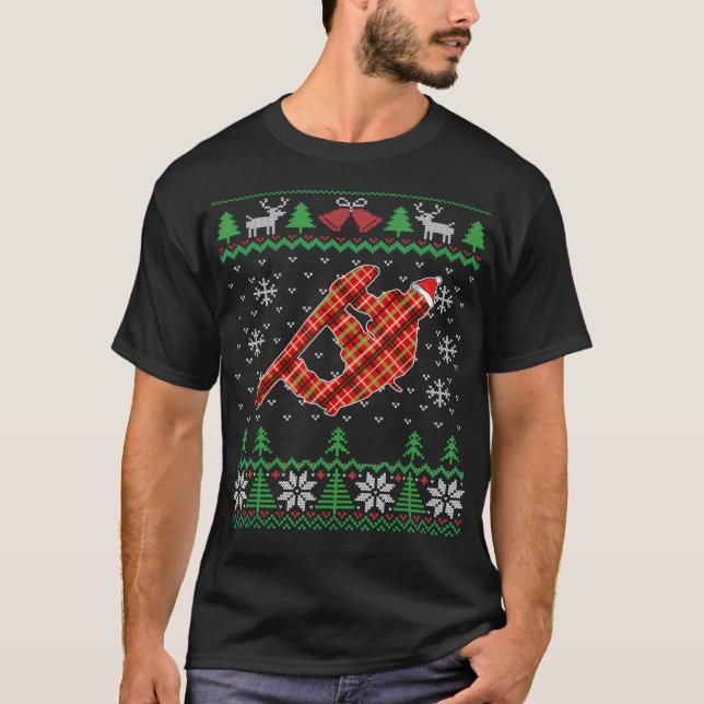 Snowboarding Ugly Christmas Snowboard  T-Shirt (Front)