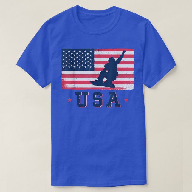 Snowboarding USA American Flag Snowboard  T-Shirt (Design Front)