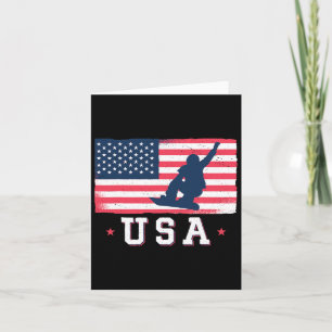 Snowboarding Usa American Flag Snowboard Women Kid Card