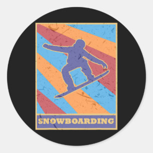 Snowboarding Vintage Retro Colours Skate Ski Snowb Classic Round Sticker