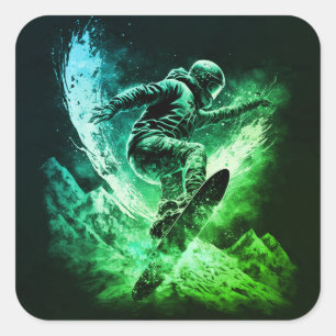 Snowboarding Winter Sports Mountains Square Sticker