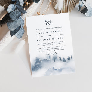 Snowbound   Monogram Wedding Invitation